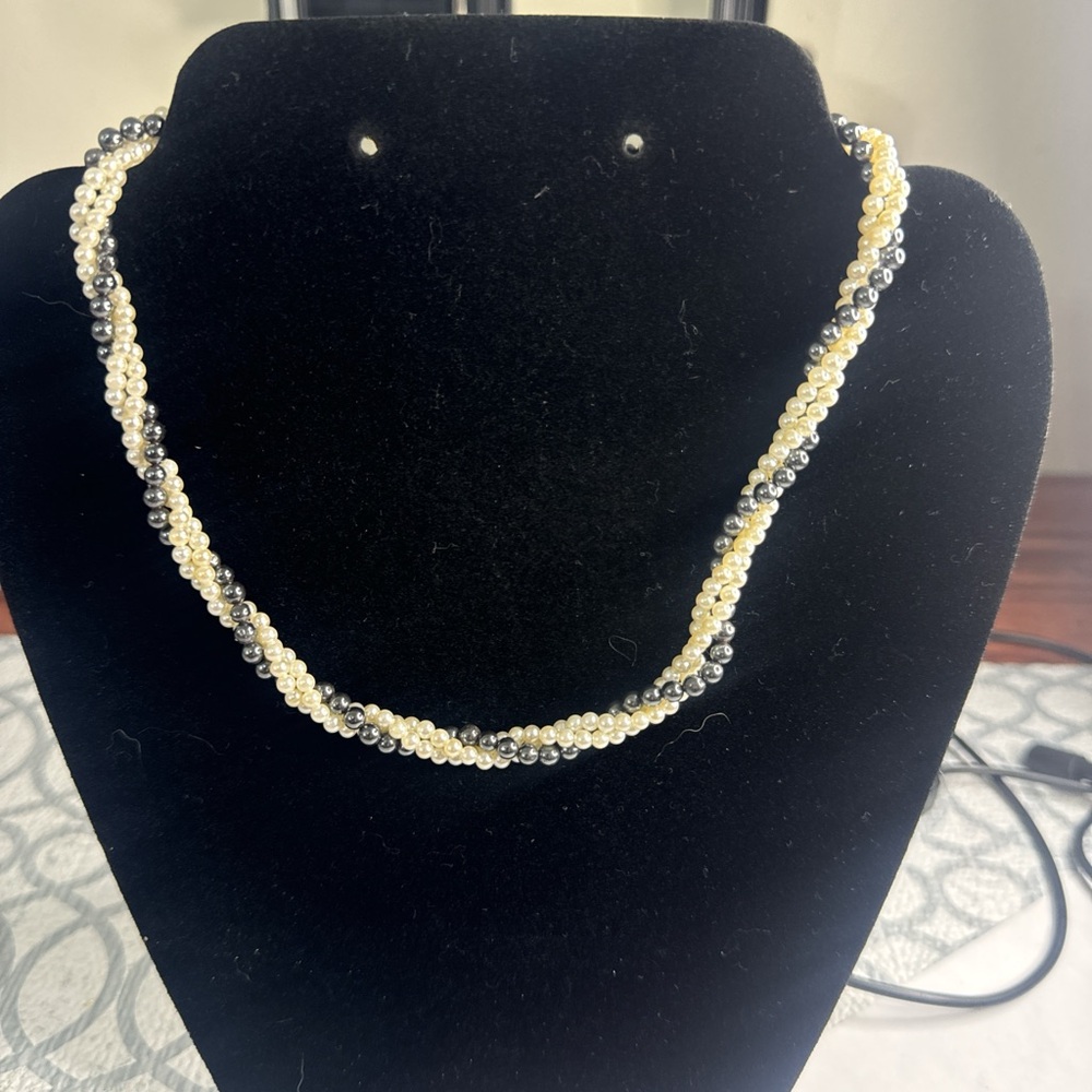 3 strand twisted lucoral necklace